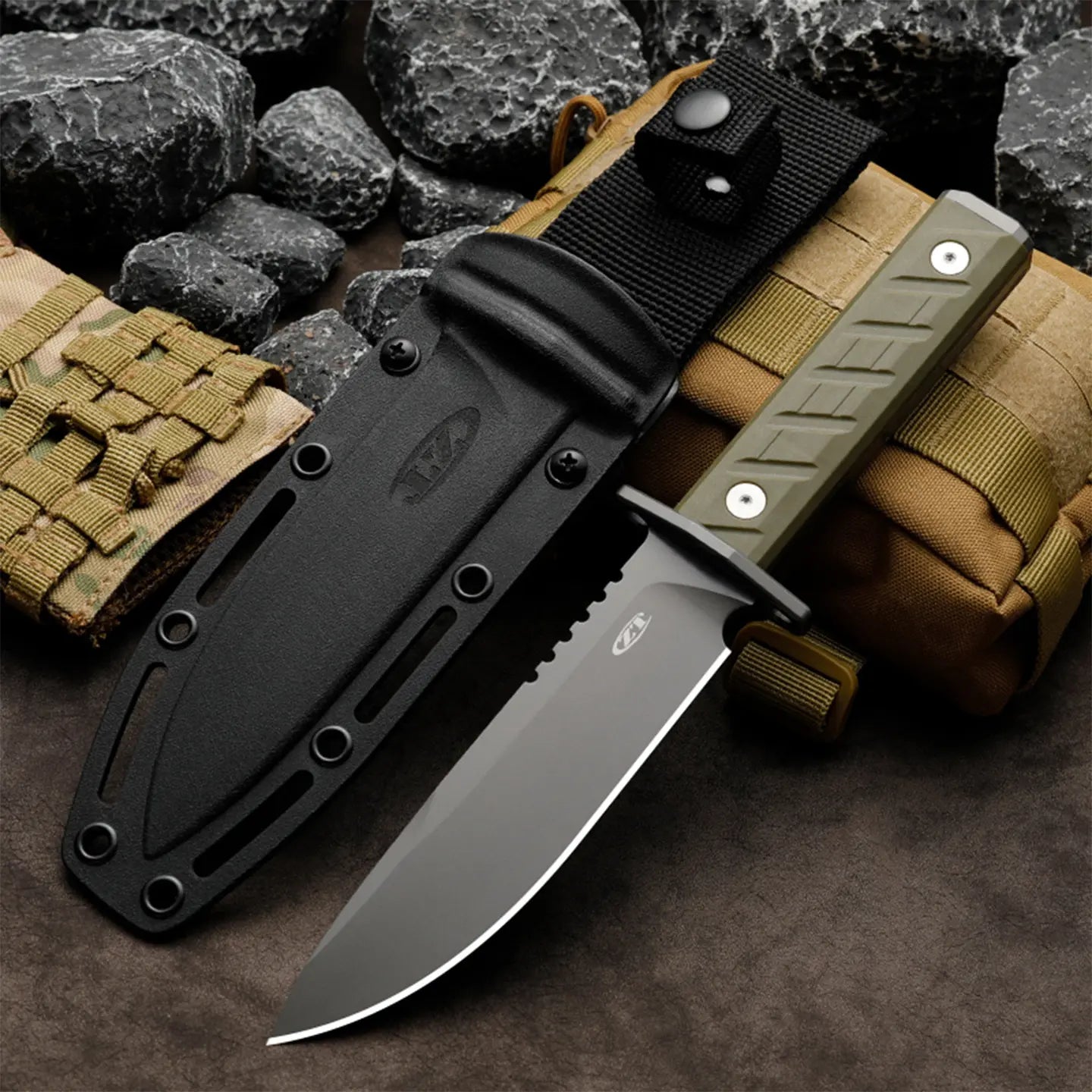 Titanium Bushcraft Knife – Survival Fixed Blade 7Cr Steel Coating Hunting Camping Tactical