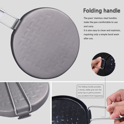 Titanium Camping Skillet – AeroTitan Lightweight Foldable with Pure Pan