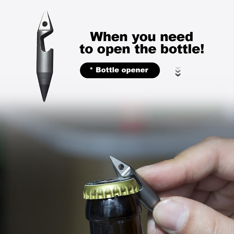 Titanium EDC Keychain Tool – Wolf Fang 1.0 Multi with Bottle Opener, Screwdriver & Cutter