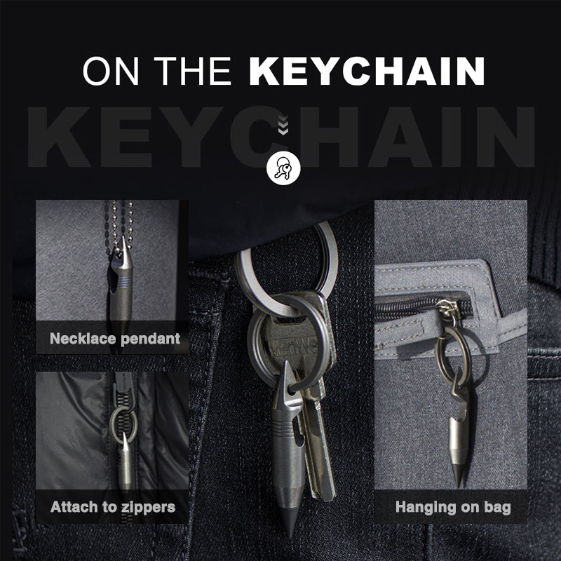 Titanium EDC Keychain Tool – Wolf Fang 1.0 Multi with Bottle Opener, Screwdriver & Cutter
