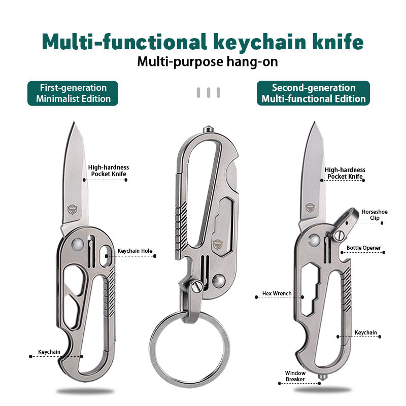 Titanium EDC Knife – EdgeKey Multi-Function Keychain with M390 or 8Cr13MoV Steel