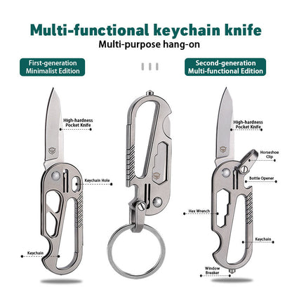 Titanium EDC Knife – EdgeKey Multi-Function Keychain with M390 or 8Cr13MoV Steel