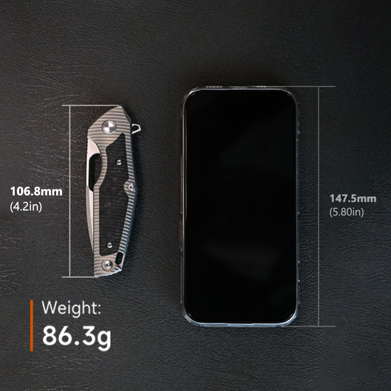 Titanium EDC Knife – Shadow Blade with M390 Steel Blade with Precision Engineering