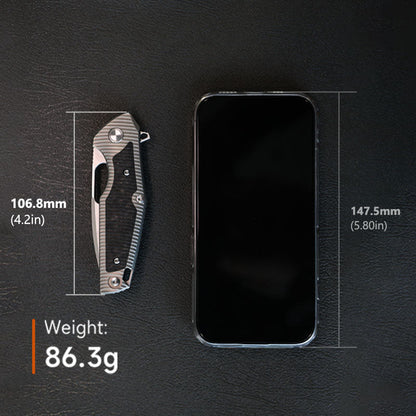 Titanium EDC Knife – Shadow Blade with M390 Steel Blade with Precision Engineering