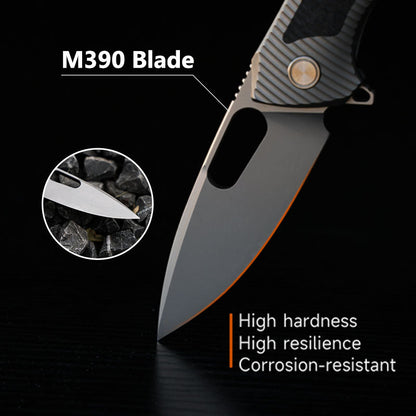 Titanium EDC Knife – Shadow Blade with M390 Steel Blade with Precision Engineering