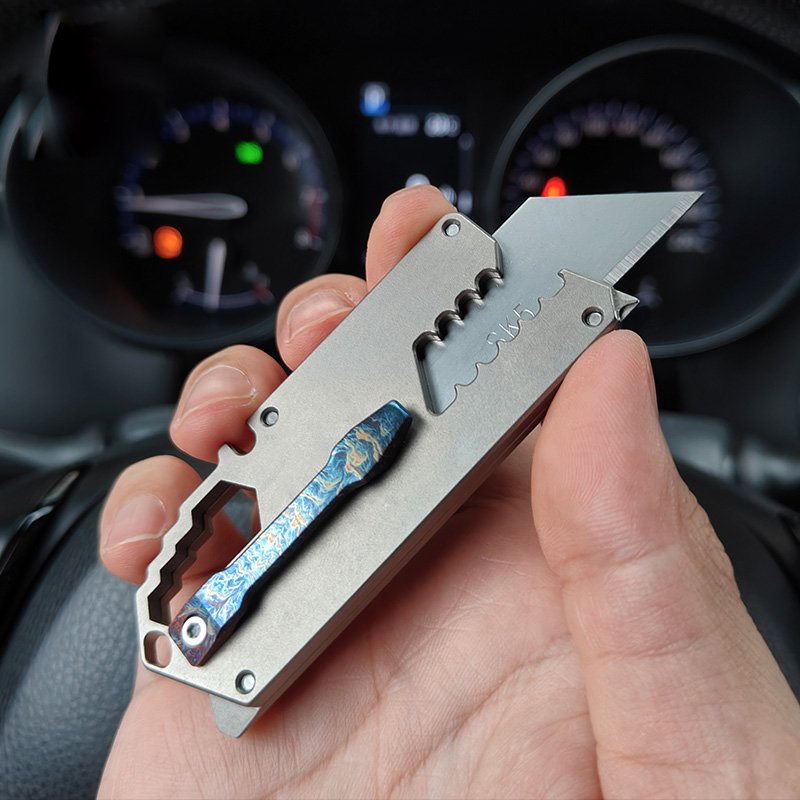 Titanium EDC Knife – Wasp-Sting Tactical with TC4 Quick-Change Blade with Multi-Tool