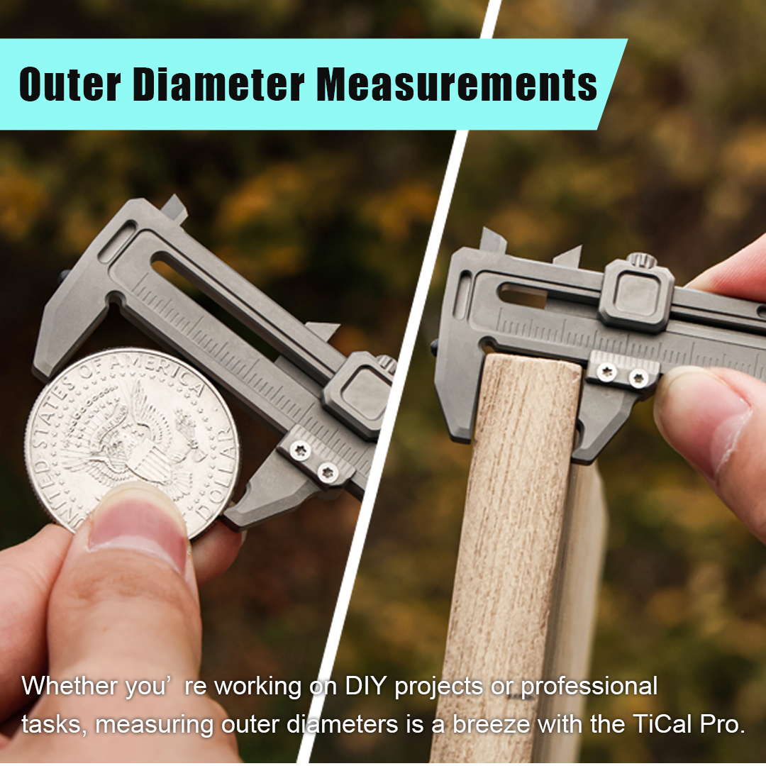 Titanium EDC Multi-Tool – TiCal Pro GR5 Mini Caliper with 9-in-1 -Function Measurement