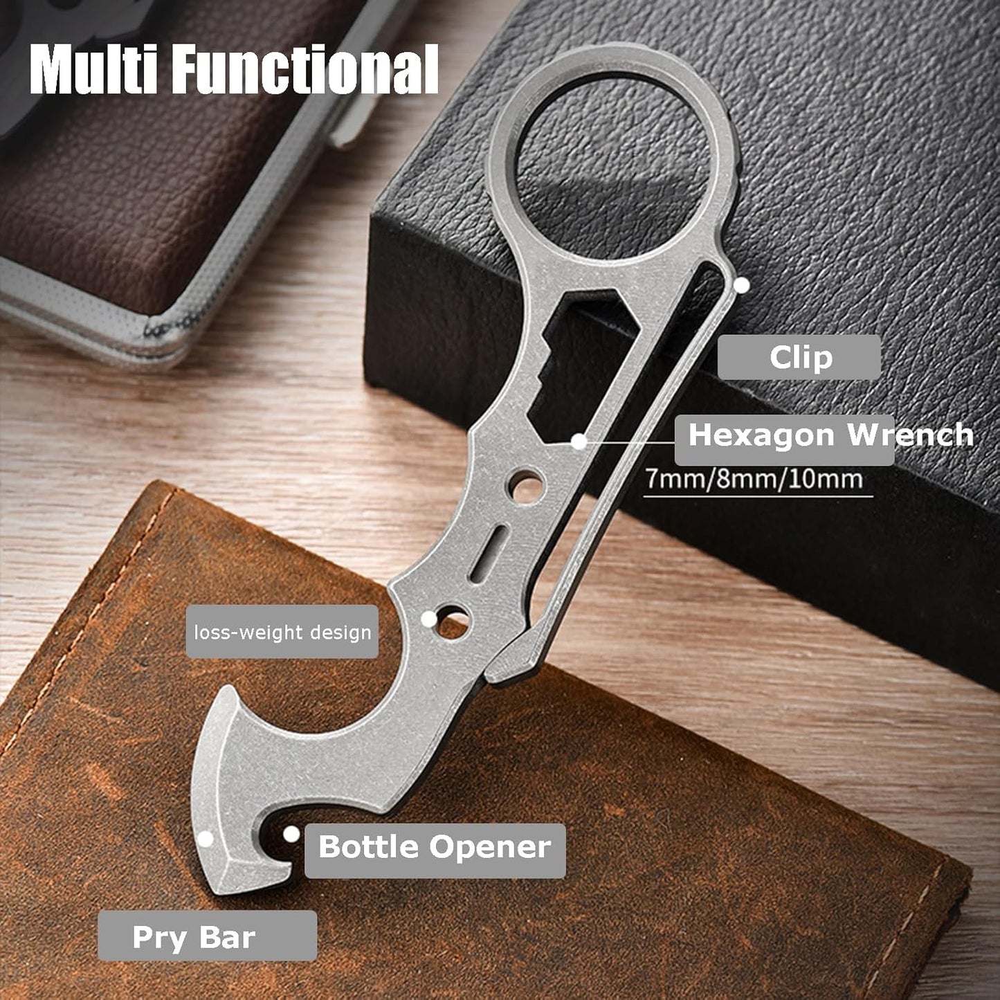 Titanium EDC Multi-Tool – TitanSpike - Card with Crowbar, Wrenches & Bottle Opener