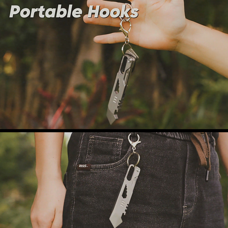 Titanium EDC Pry Bar – Multi-Tool Multi-Tool 10-in-1 Survival Tool Keychain Tool Camping