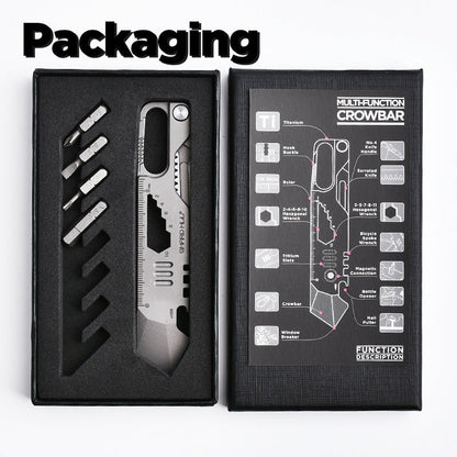 Titanium EDC Pry Bar – Multi-Tool Multi-Tool 10-in-1 Survival Tool Keychain Tool Camping