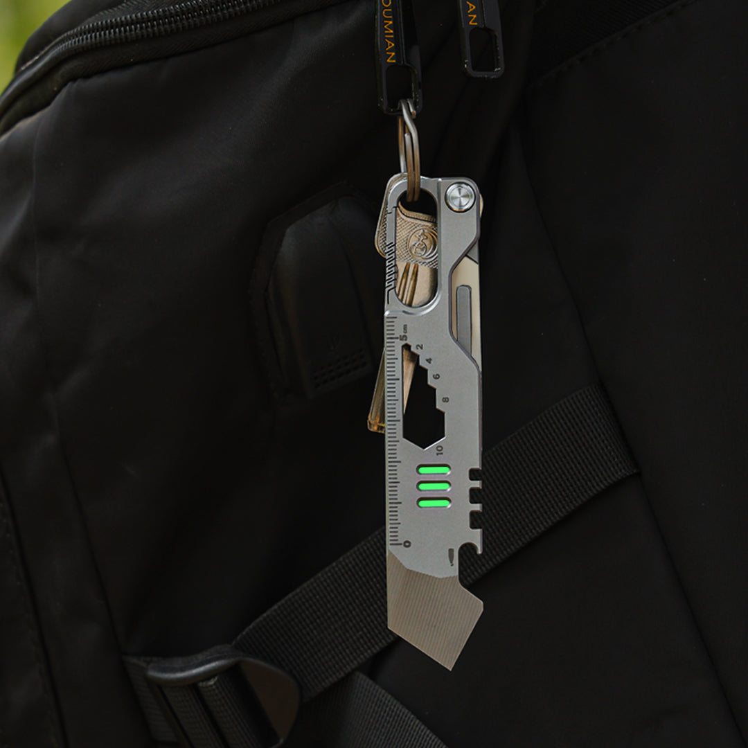 Titanium EDC Pry Bar – Multi-Tool Multi-Tool 10-in-1 Survival Tool Keychain Tool Camping