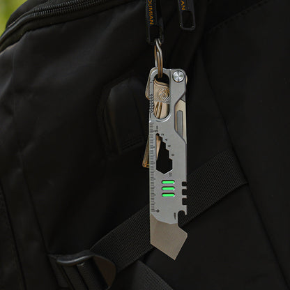 Titanium EDC Pry Bar – Multi-Tool Multi-Tool 10-in-1 Survival Tool Keychain Tool Camping