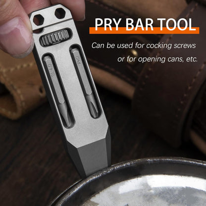 Titanium EDC Pry Bar – The Alix Multi-Tool with 4-in-1 Tool for Desk Breaks, Collecting