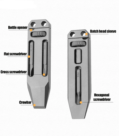 Titanium EDC Pry Bar – The Alix Multi-Tool with 4-in-1 Tool for Desk Breaks, Collecting