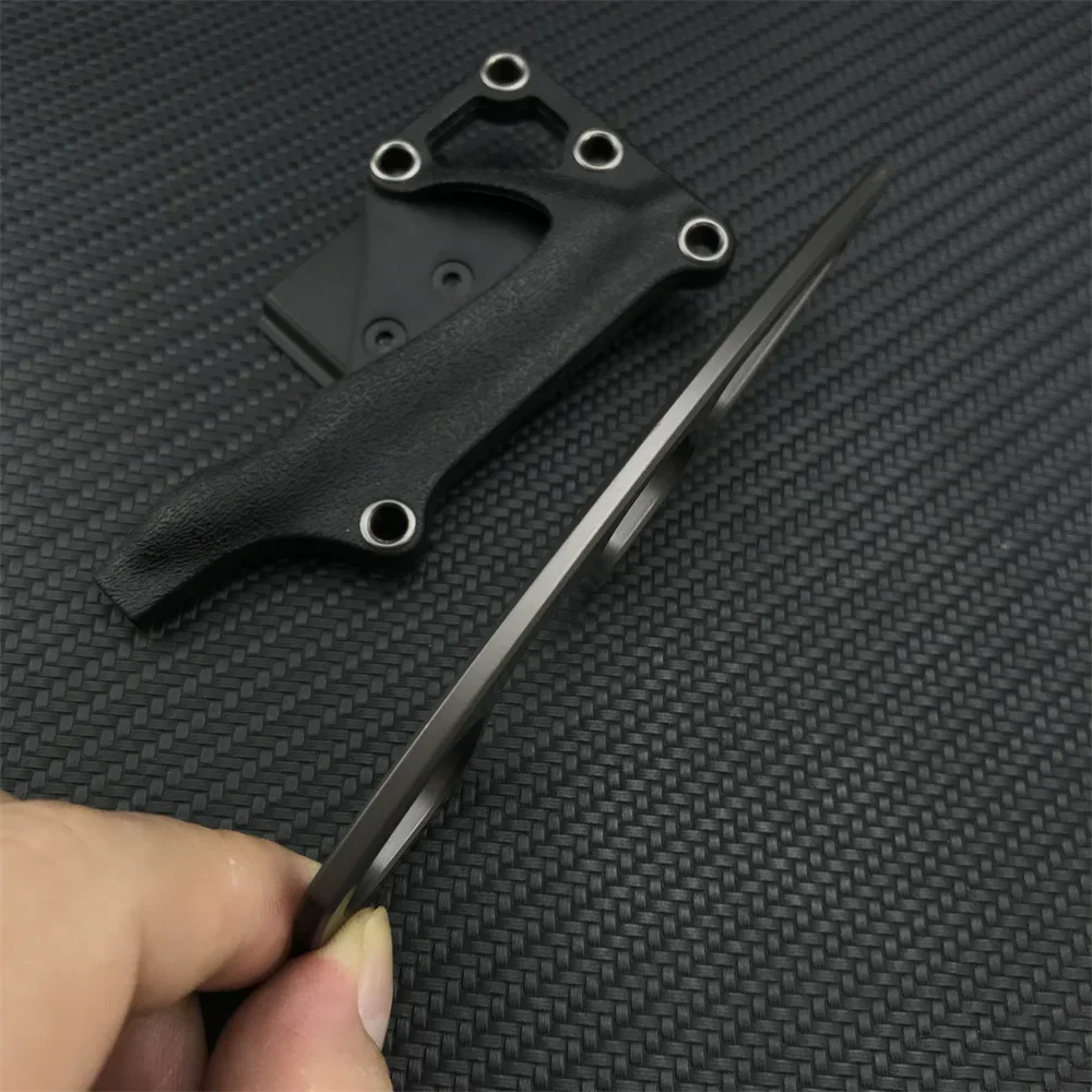 Titanium Fixed Blade Knife – Camping 440C Steel Oxide Coating Multi-Grip EDC Survival