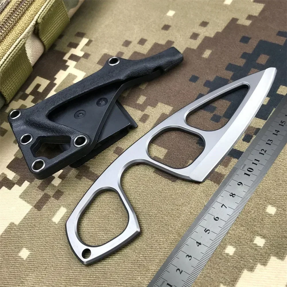 Titanium Fixed Blade Knife – Camping 440C Steel Oxide Coating Multi-Grip EDC Survival