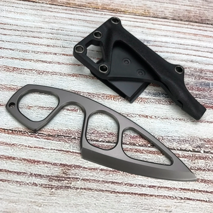 Titanium Fixed Blade Knife – Camping 440C Steel Oxide Coating Multi-Grip EDC Survival