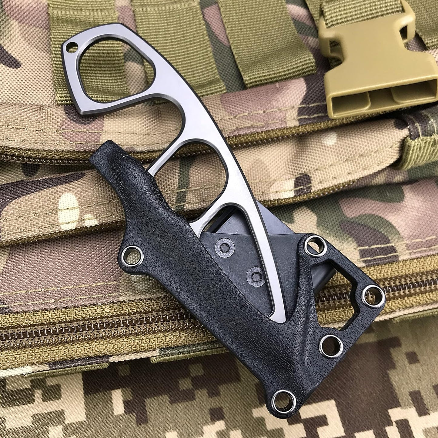 Titanium Fixed Blade Knife – Camping 440C Steel Oxide Coating Multi-Grip EDC Survival