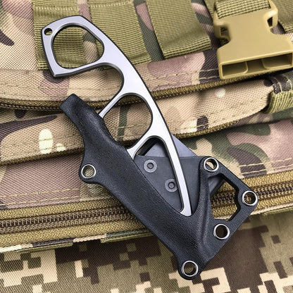 Titanium Fixed Blade Knife – Camping 440C Steel Oxide Coating Multi-Grip EDC Survival