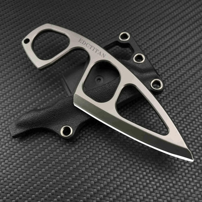 Titanium Fixed Blade Knife – Camping 440C Steel Oxide Coating Multi-Grip EDC Survival