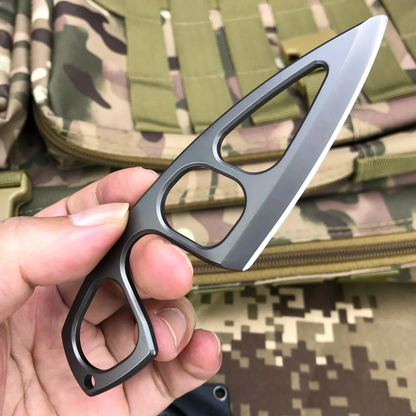 Titanium Fixed Blade Knife – Camping 440C Steel Oxide Coating Multi-Grip EDC Survival