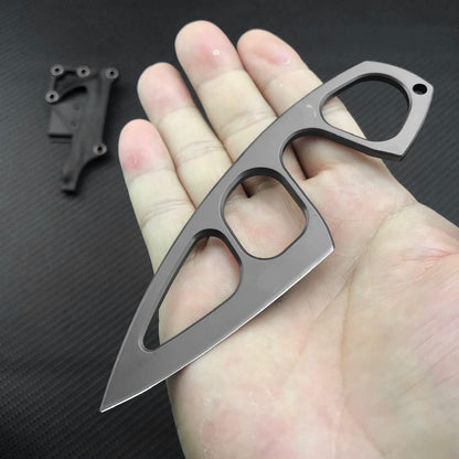 Titanium Fixed Blade Knife – Camping 440C Steel Oxide Coating Multi-Grip EDC Survival
