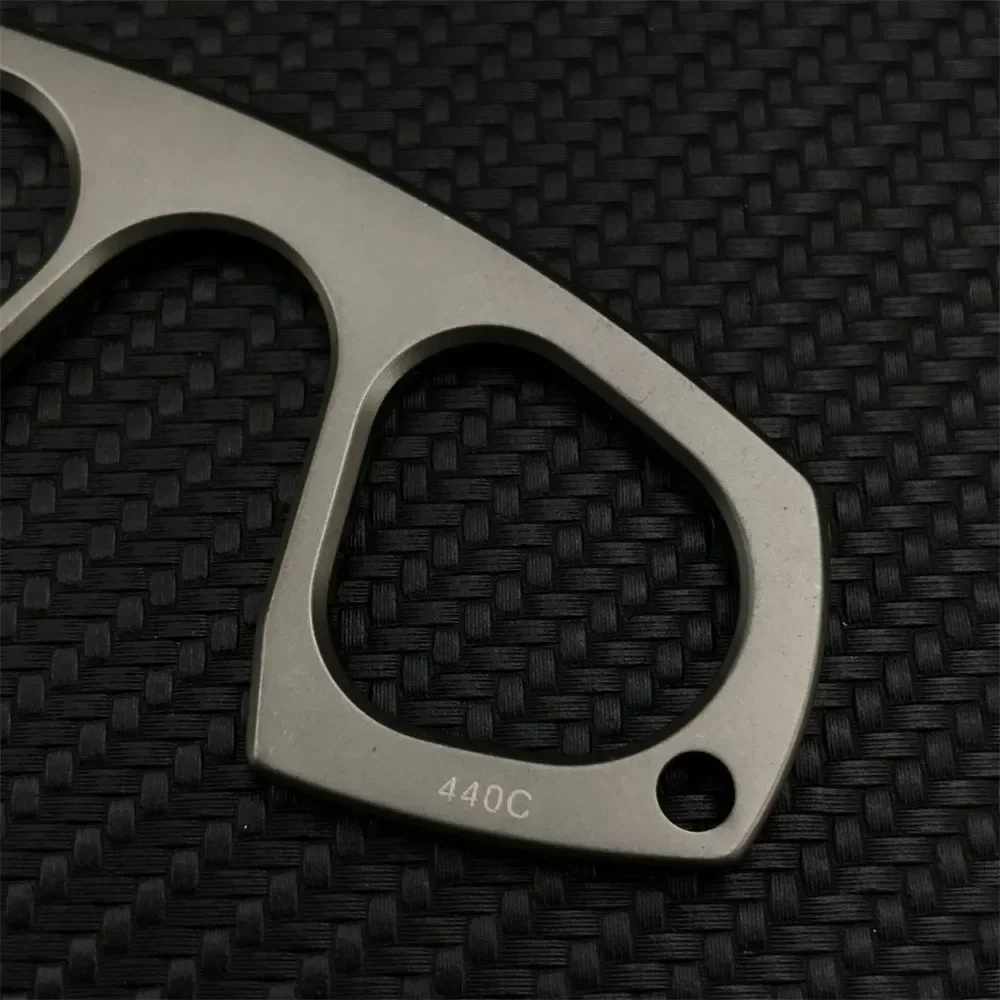 Titanium Fixed Blade Knife – Camping 440C Steel Oxide Coating Multi-Grip EDC Survival