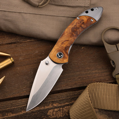 Titanium Folding Knife – Enchantress VG10 with Stabilized Wood EDC
