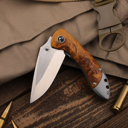 Titanium Folding Knife – Enchantress VG10 with Stabilized Wood EDC