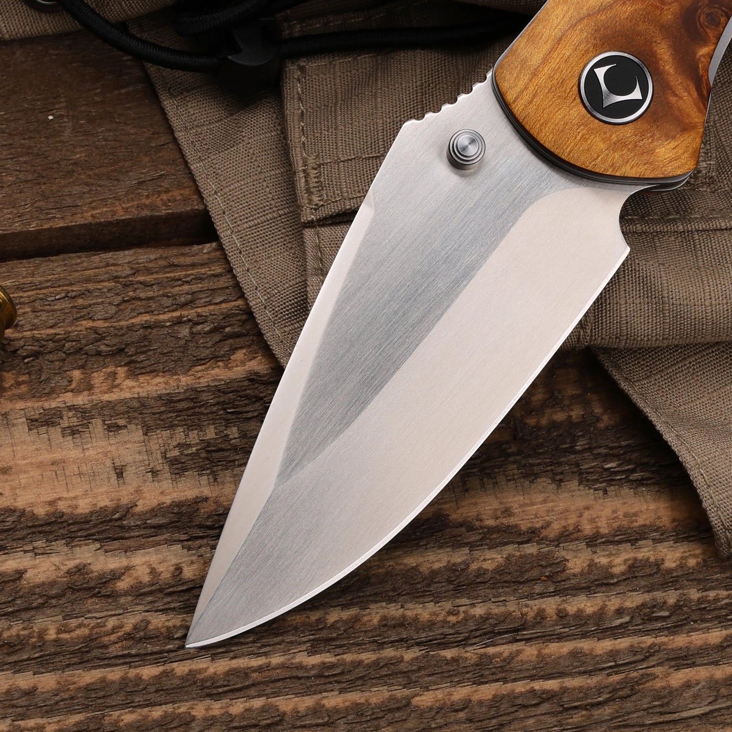 Titanium Folding Knife – Enchantress VG10 with Stabilized Wood EDC
