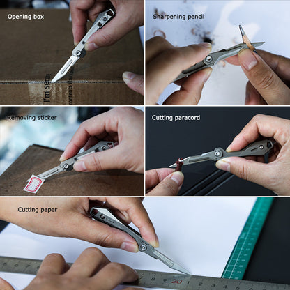 Titanium Folding Knife – Scalpel GR5 Micro Replaceable Blade EDC TSA Compliant Travel