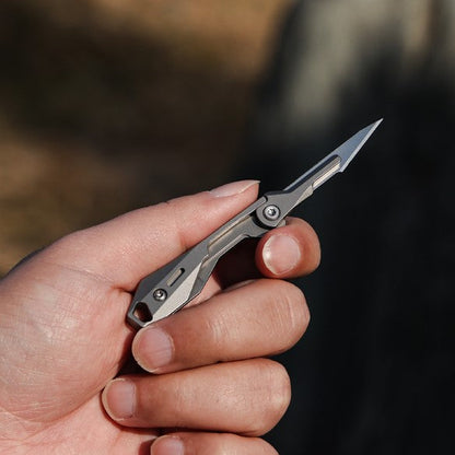 Titanium Folding Knife – Scalpel GR5 Micro Replaceable Blade EDC TSA Compliant Travel