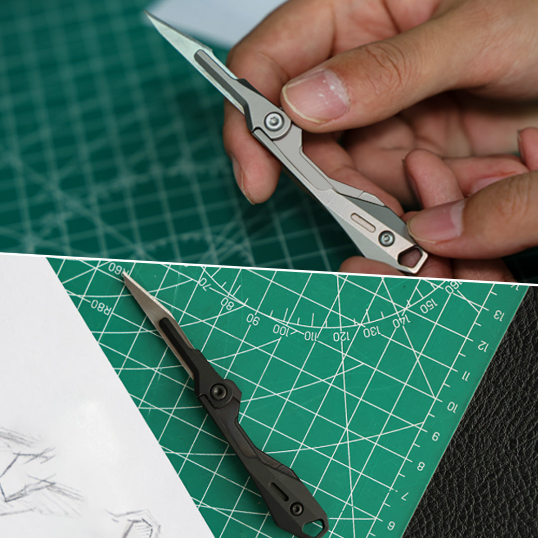 Titanium Folding Knife – Scalpel GR5 Micro Replaceable Blade EDC TSA Compliant Travel