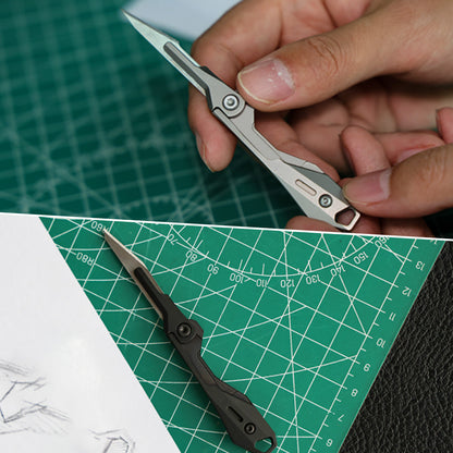 Titanium Folding Knife – Scalpel GR5 Micro Replaceable Blade EDC TSA Compliant Travel
