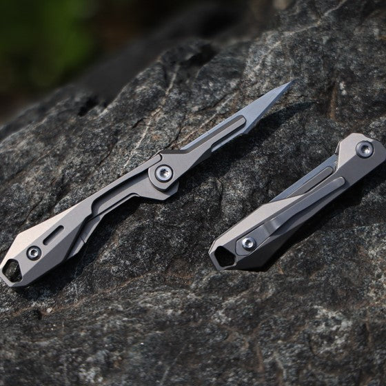 Titanium Folding Knife – Scalpel GR5 Micro Replaceable Blade EDC TSA Compliant Travel