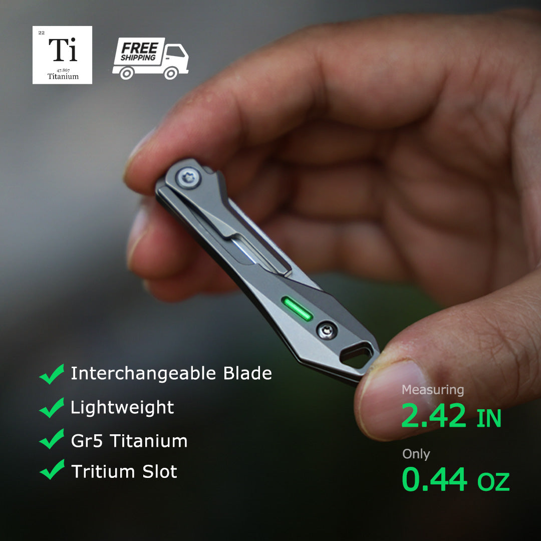 Titanium Folding Knife – Scalpel GR5 Micro Replaceable Blade EDC TSA Compliant Travel