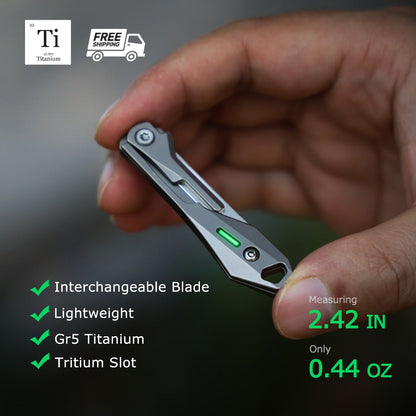 Titanium Folding Knife – Scalpel GR5 Micro Replaceable Blade EDC TSA Compliant Travel