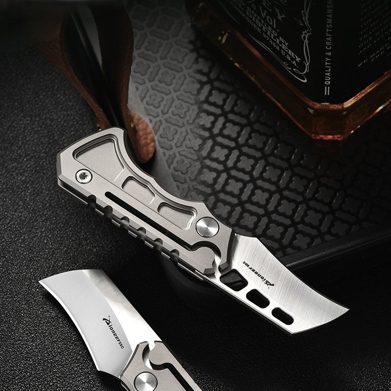 Titanium Folding Knife – Titan Claw Mini EDC with 14C28N Steel & GR5 Handle