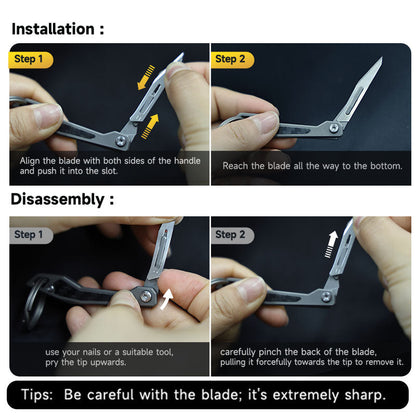 Titanium Folding Knife – WaspArmor Blade Micro Scalpel with Surgical Blade EDC Keychain