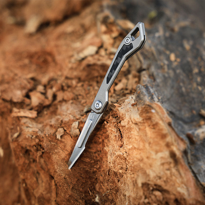 Titanium Folding Knife – WaspArmor Blade Micro Scalpel with Surgical Blade EDC Keychain