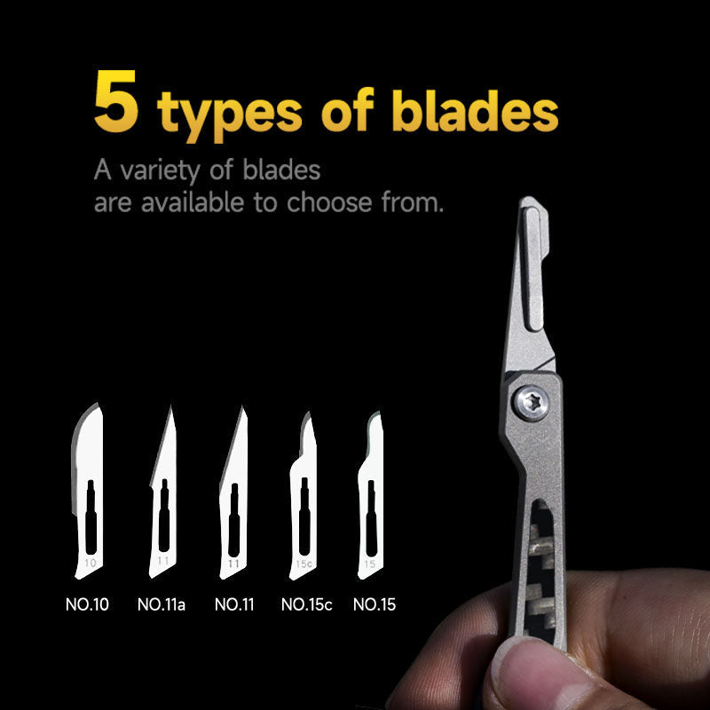 Titanium Folding Knife – WaspArmor Blade Micro Scalpel with Surgical Blade EDC Keychain