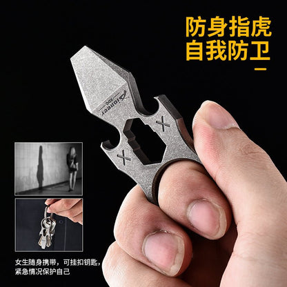 Titanium Knuckles – TC4 Multi-Tool Keychain with Ring with 6-in-1 EDC 31g