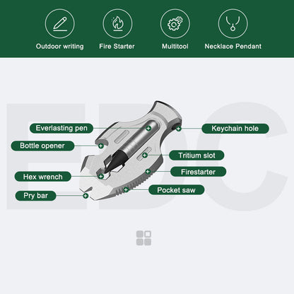 Titanium Pendant – Flounder 1.0 EDC with Multi-Tool with Pen & Firestarter