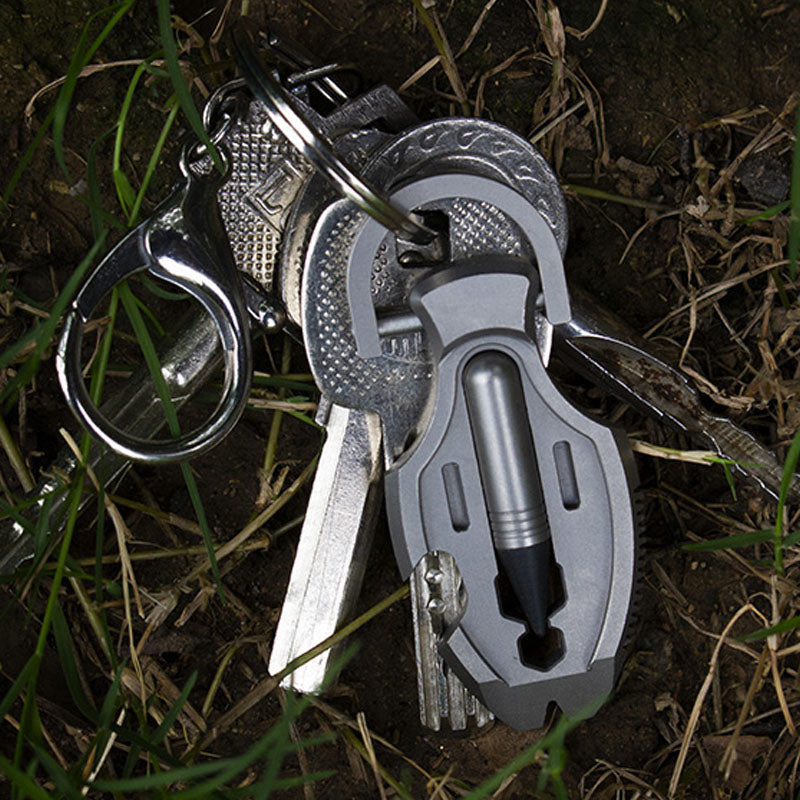 Titanium Pendant – Flounder 1.0 EDC with Multi-Tool with Pen & Firestarter