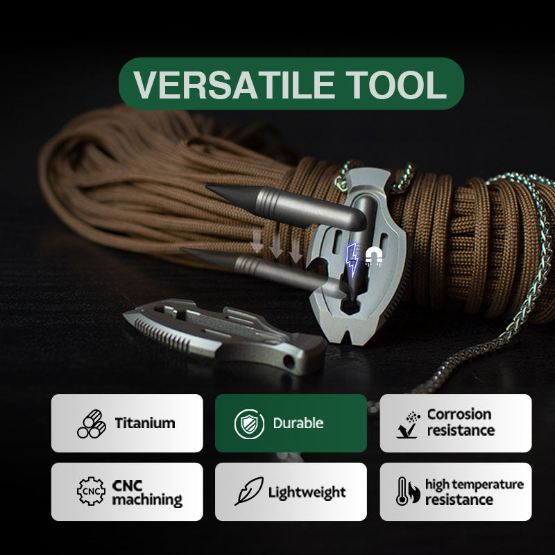 Titanium Pendant – Flounder 1.0 EDC with Multi-Tool with Pen & Firestarter