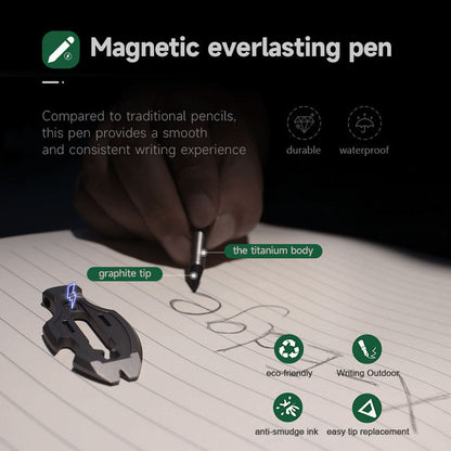 Titanium Pendant – Flounder 1.0 EDC with Multi-Tool with Pen & Firestarter