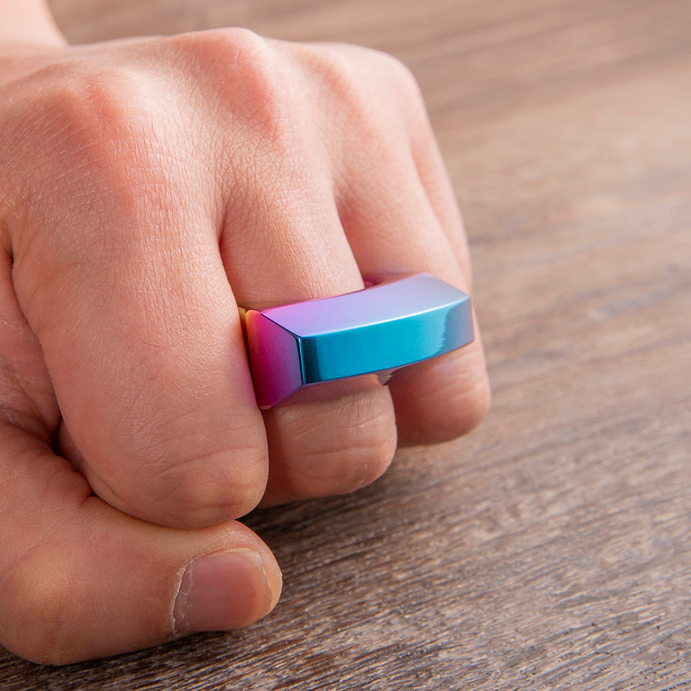 Titanium Ring – TC4 Single Finger with 15mm Thick Anodized Color Lightweight