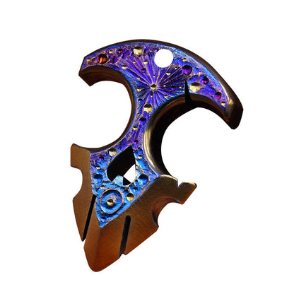 Titanium Single Finger Knuckles – TC4 Meteorite Crater with Blue Anodized Limited Edition