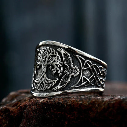 Tree of Life Signet Ring – Rune with of Viking Gothic Celtic Punk Statement
