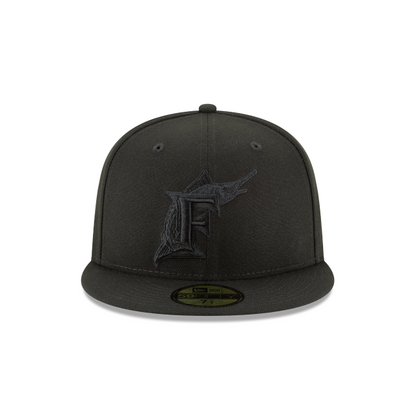 New Era Florida Marlins 59FIFTY Fitted Hat- BLACK ON BLACK